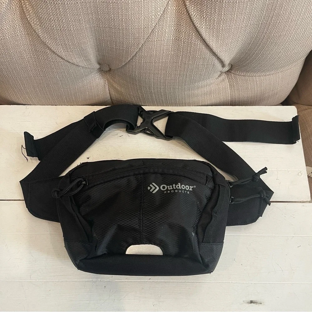 Outdoor Products Fanny Pack Black Waistpack Bag Carrier Hiking Walking